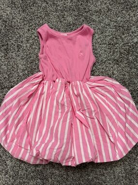 GAP Pink Ribbed Tank Top Dress with Pink & White Striped Skirt